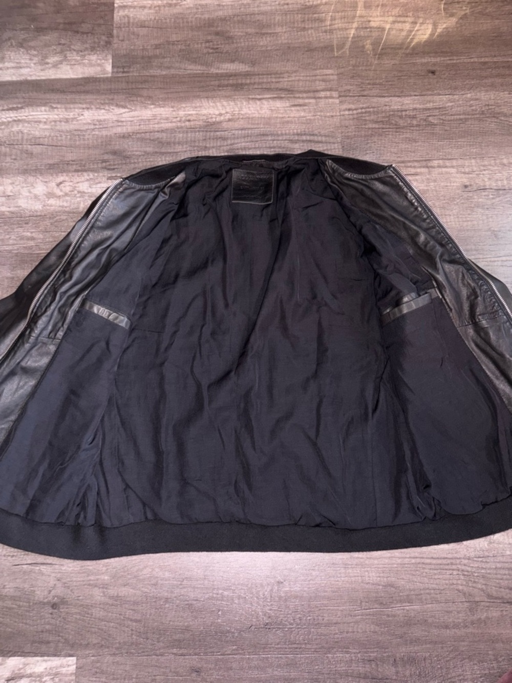 All Saints Black Leather Bomber Jacket - Picture 12 of 14
